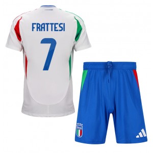 Fotbalové Dres Itálie Davide Frattesi #7 Dětské Venkovní Oblečení ME 2024 Krátký Rukáv (+ trenýrky)